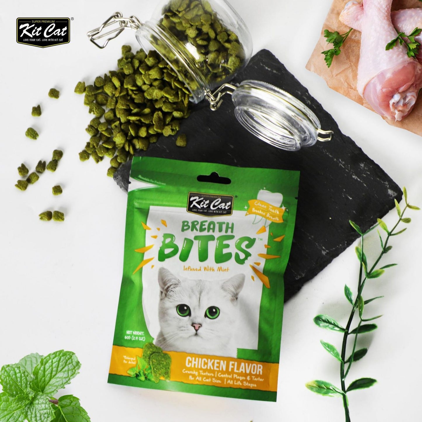 Kit Cat Breath Bites Dental Treats for Cats 60g | The Breathalyser