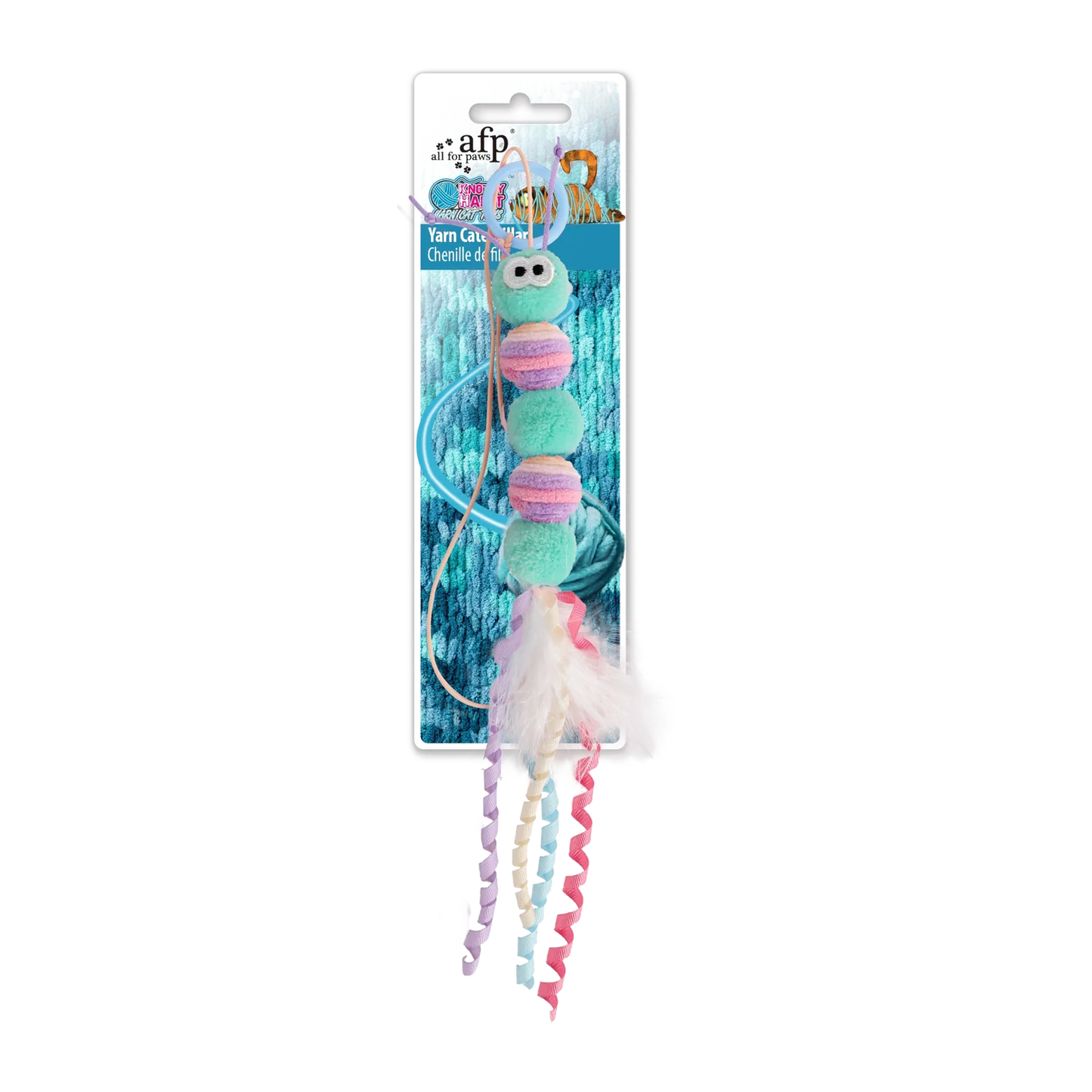 AFP Knotty Habit Yarn Caterpillar catnip toy in pastel colours