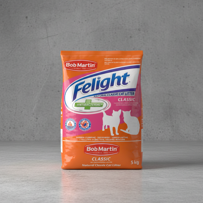 Front of Bob Martin Felight Natural Classic Cat Litter 5kg pack