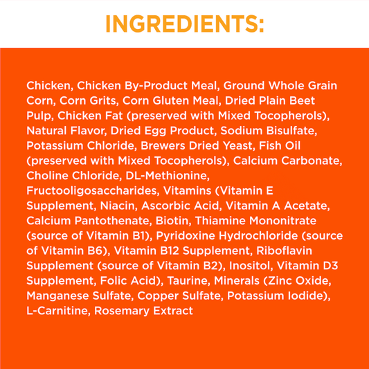Ingredients list of IAMS Healthy Adult with Chicken