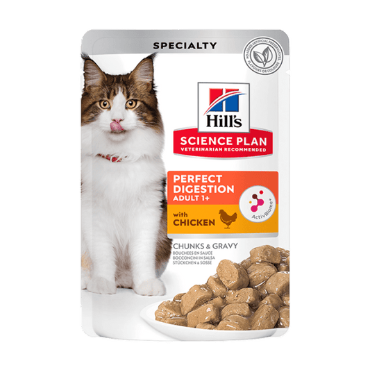Hill's Science Plan Specialty wet cat food pouch, perfect digestion 1+, chicken chunks & gravy