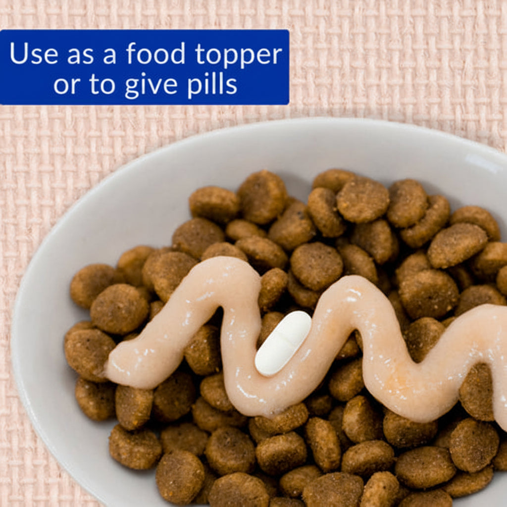 Inaba Churu Kitten treat used as a food topper on kitten kibble