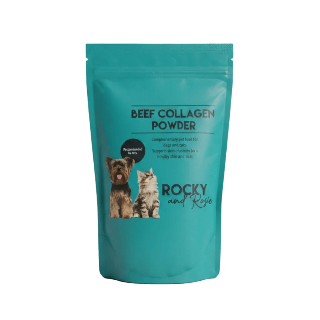 Rocky & Rosie Beef Collagen Powder resealable pouch for cats and dogs