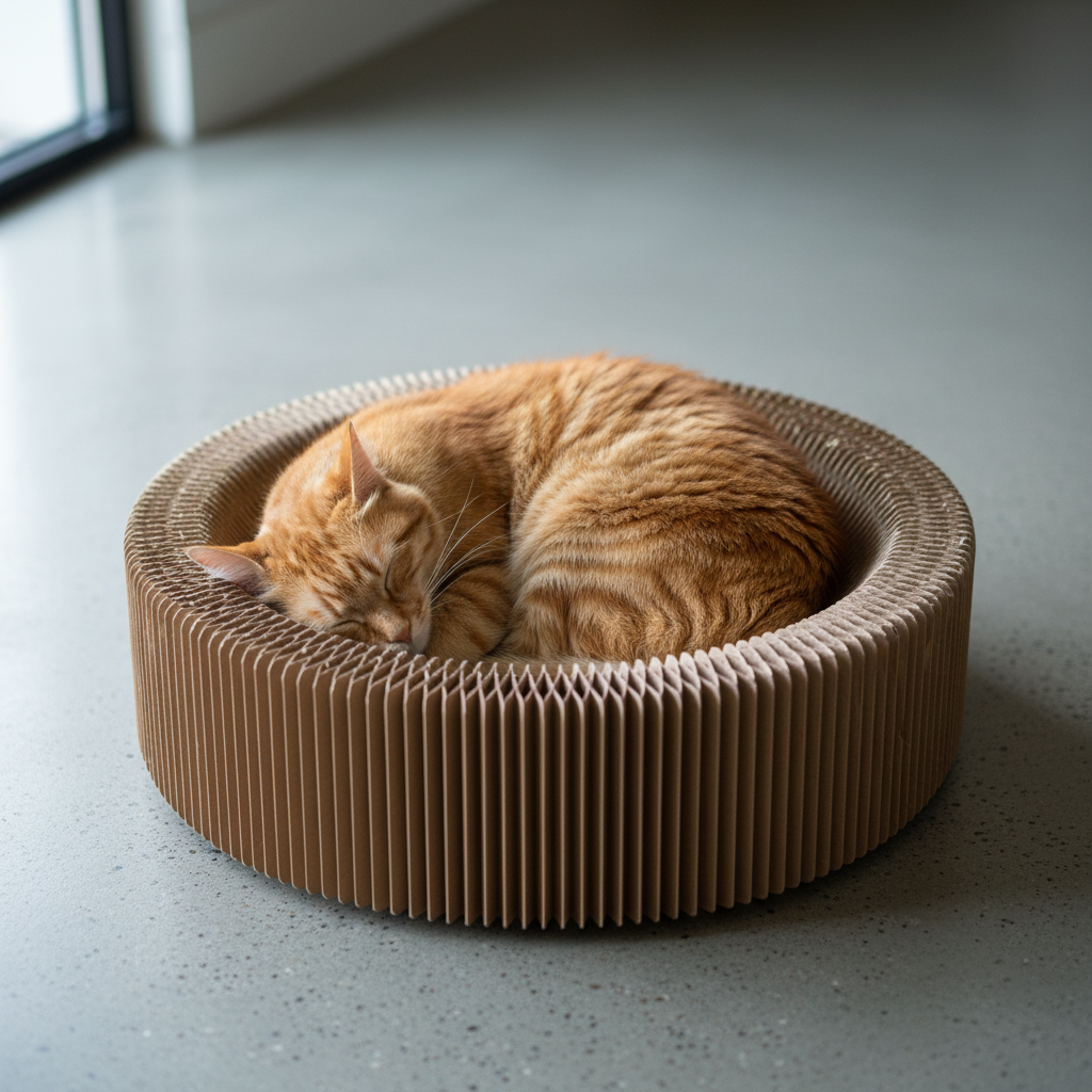 The Carboard Throne | Cat Scratch Lounge ⎮ Foldable Cardboard Cat Bed