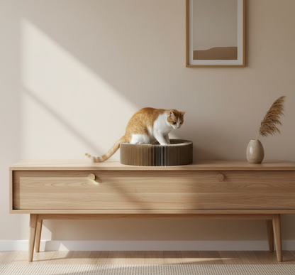 The Carboard Throne | Cat Scratch Lounge ⎮ Foldable Cardboard Cat Bed
