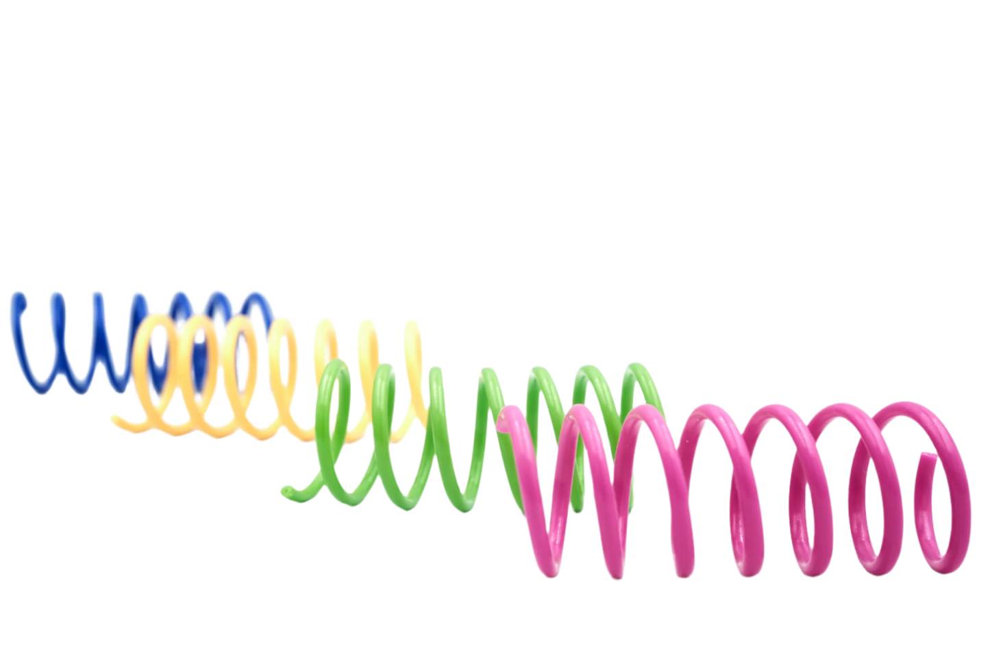 set of colourful plastic spring cat toys – pack of 12

multi-colour cat toy springs for indoor chasing and play

durable plastic coil spring toys for cats bouncing on floor

The Apartment Cat CS-12 Strike Coils with noir branding