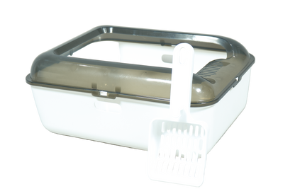 white small cat litter box with scoop included
