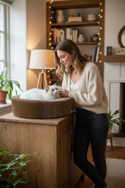 The Carboard Throne | Cat Scratch Lounge ⎮ Foldable Cardboard Cat Bed