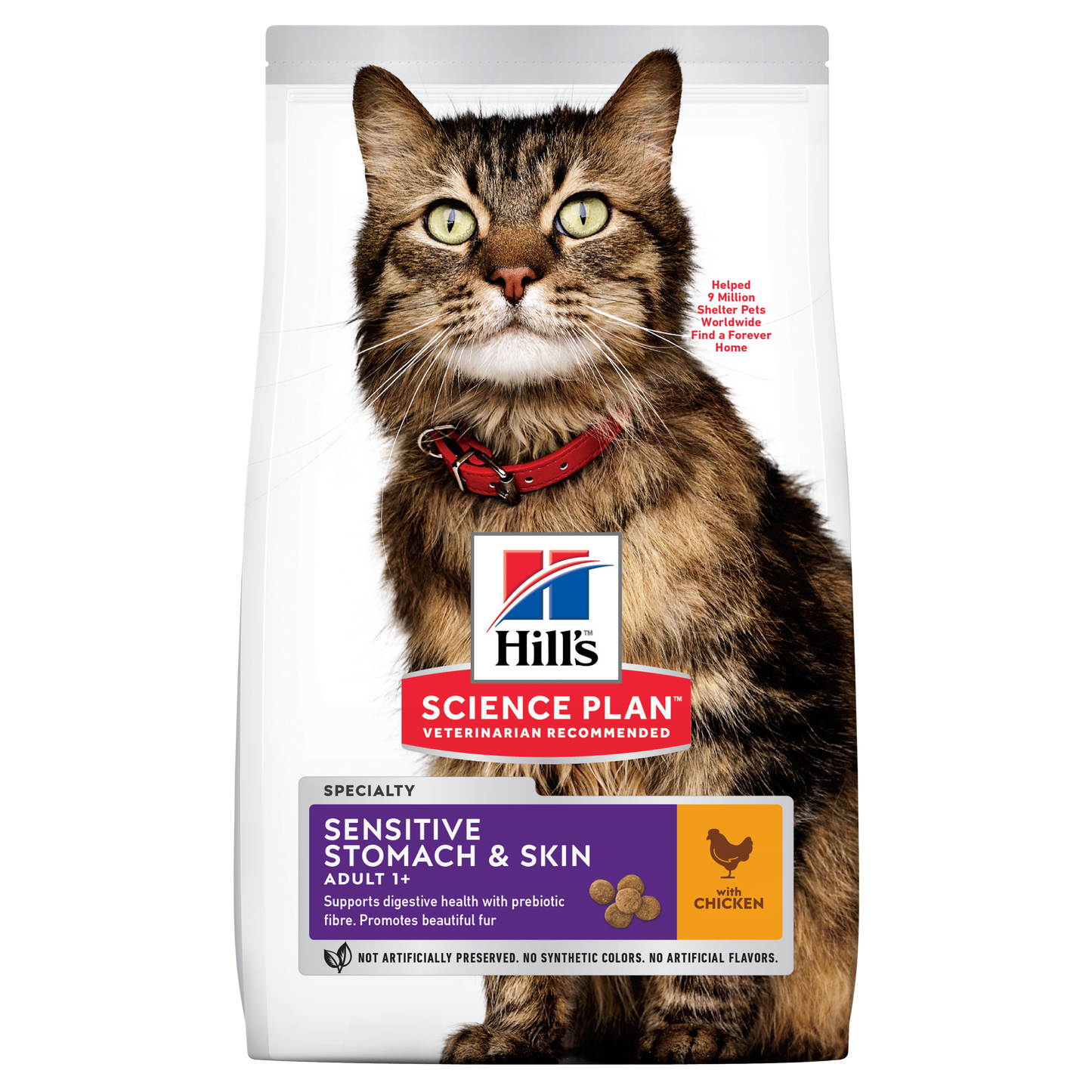 Hills Science Plan cat food package with a cat on a white background
