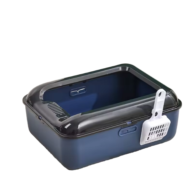blue cat litter box with scoop included