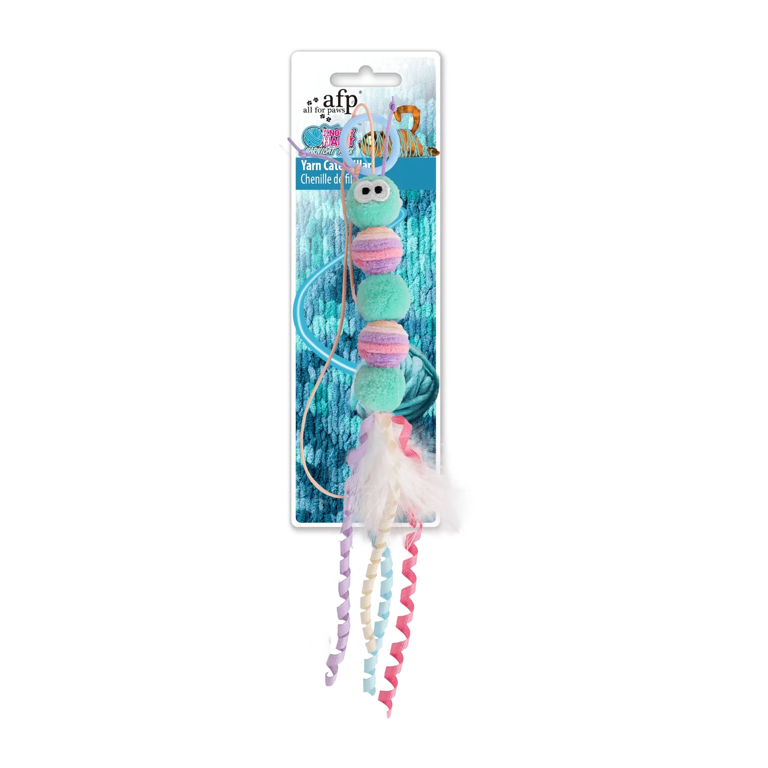 AFP Knotty Habit Yarn Caterpillar catnip toy in pastel colours
