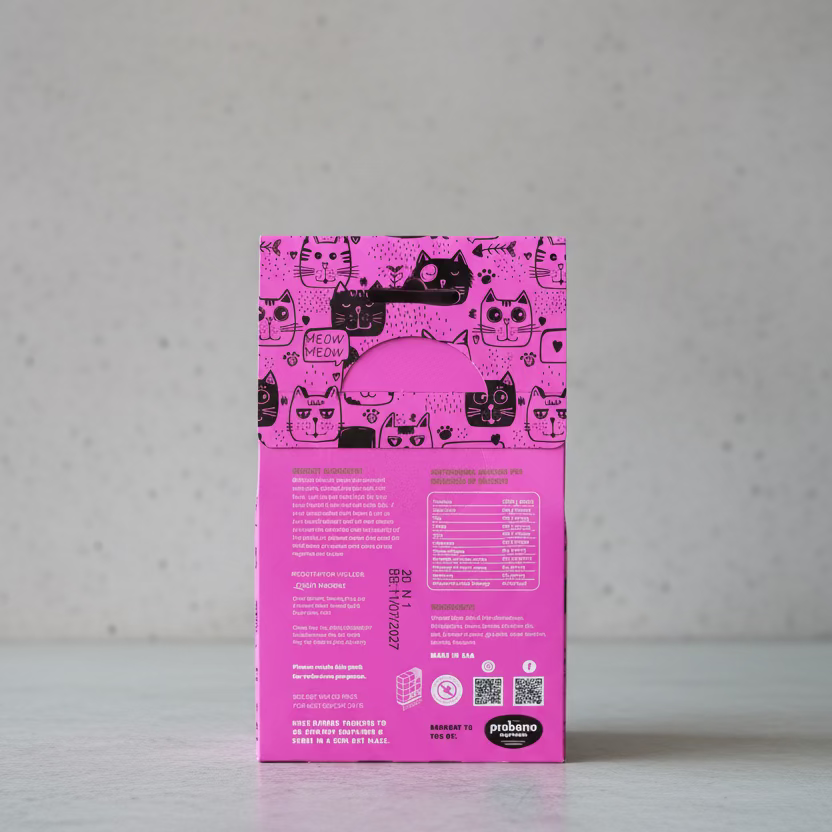 Back of Biskitty Tuna Flavour cat treats 200g packaging showing ingredients, nutritional analysis, feeding information and storage instructions.