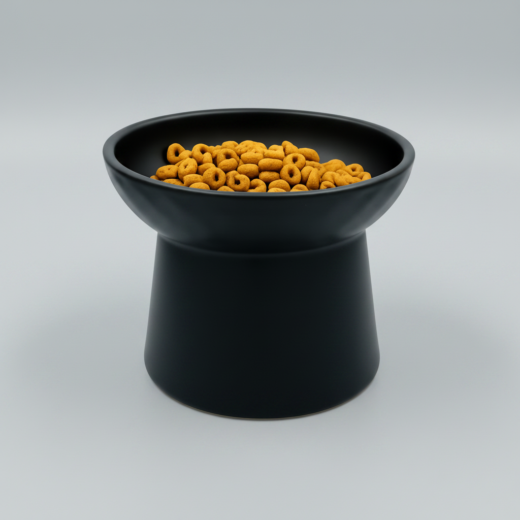 elevated ceramic pet bowl with slanted design for cats