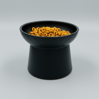 elevated ceramic pet bowl with slanted design for cats