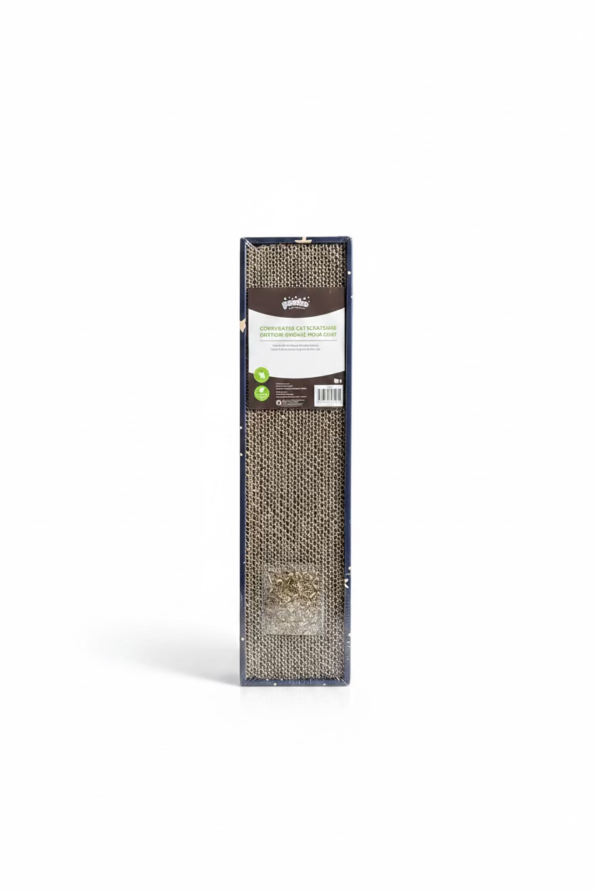 Corrugated cardboard cat scratcher for indoor cat