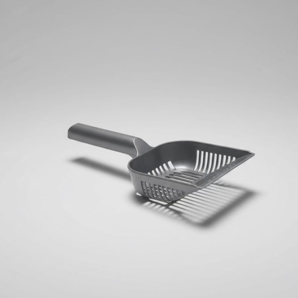 Gray cat litter scoop