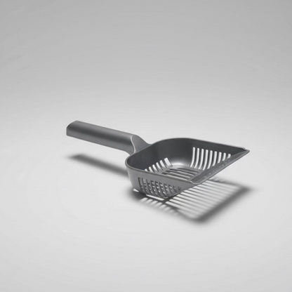 Gray cat litter scoop