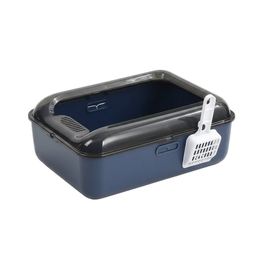 blue cat litter box with scoop included