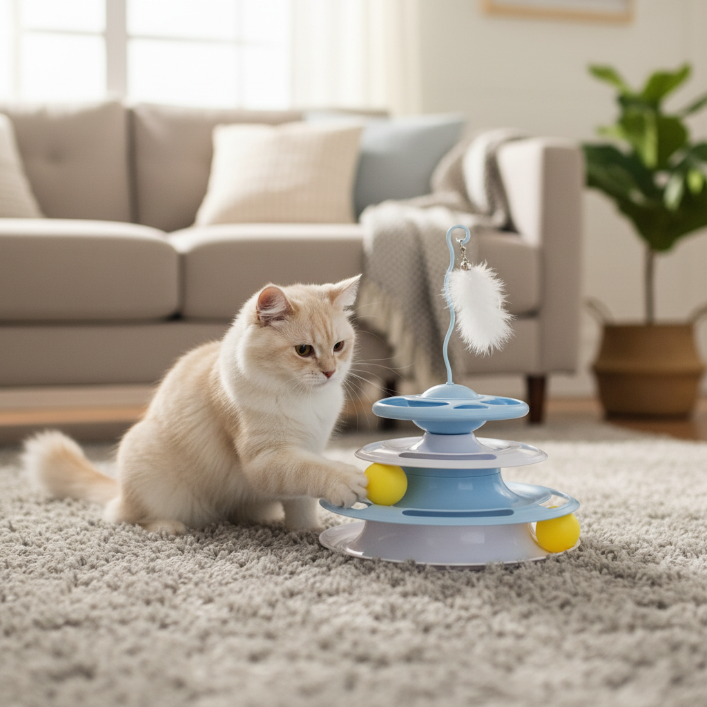 The Shakedown | Interactive Cat Toy with Feather Stick, Rolling Balls & Treat Dispenser