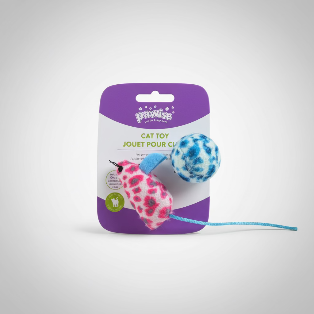 Catnip mouse and ball toy set for cats