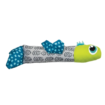 Side view of the Catstages Catnip Crunch Fish plush cat toy for bunny kicking, wrestling and hunting play.