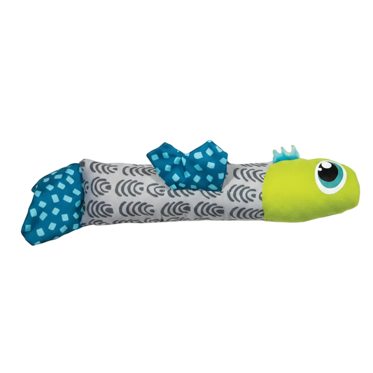 Side view of the Catstages Catnip Crunch Fish plush cat toy for bunny kicking, wrestling and hunting play.