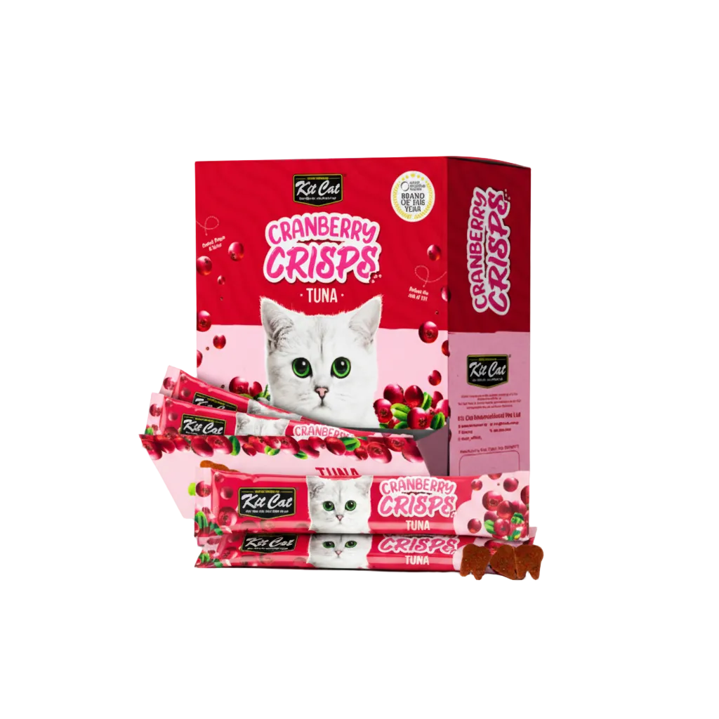 Kit Cat Cranberry Crisps Tuna 20g individual sachet front.
