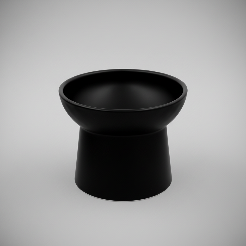 elevated ceramic pet bowl with slanted design for cats