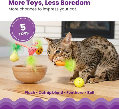 Cat playing with hanging fish toy