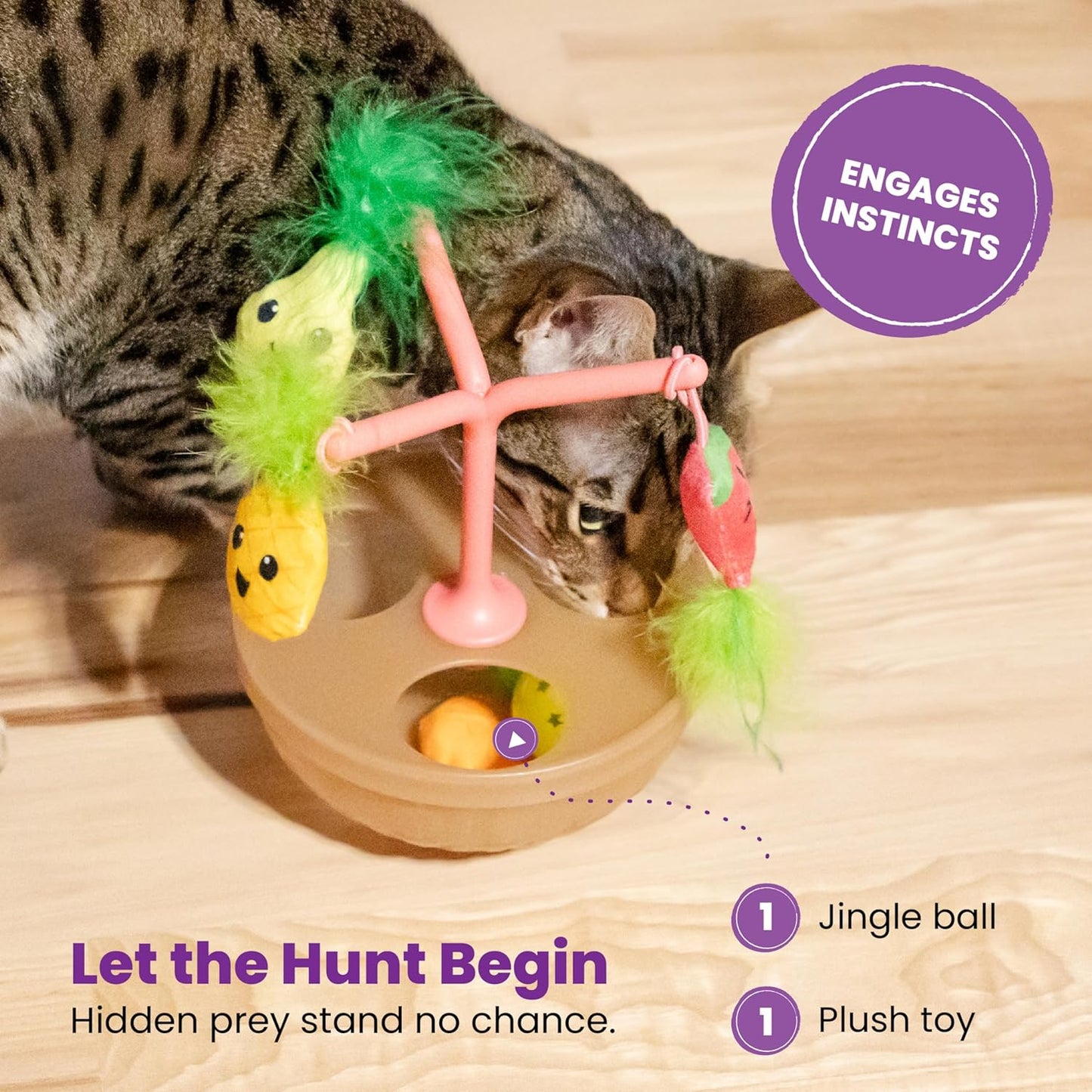 Cat playing with an Interactive fishing toy for cats