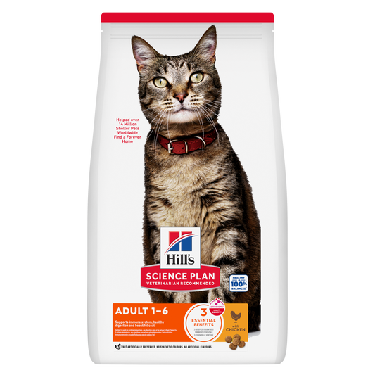 Hill’s Science Plan Adult Dry Cat Food Chicken front pack for adult cats aged 1–6