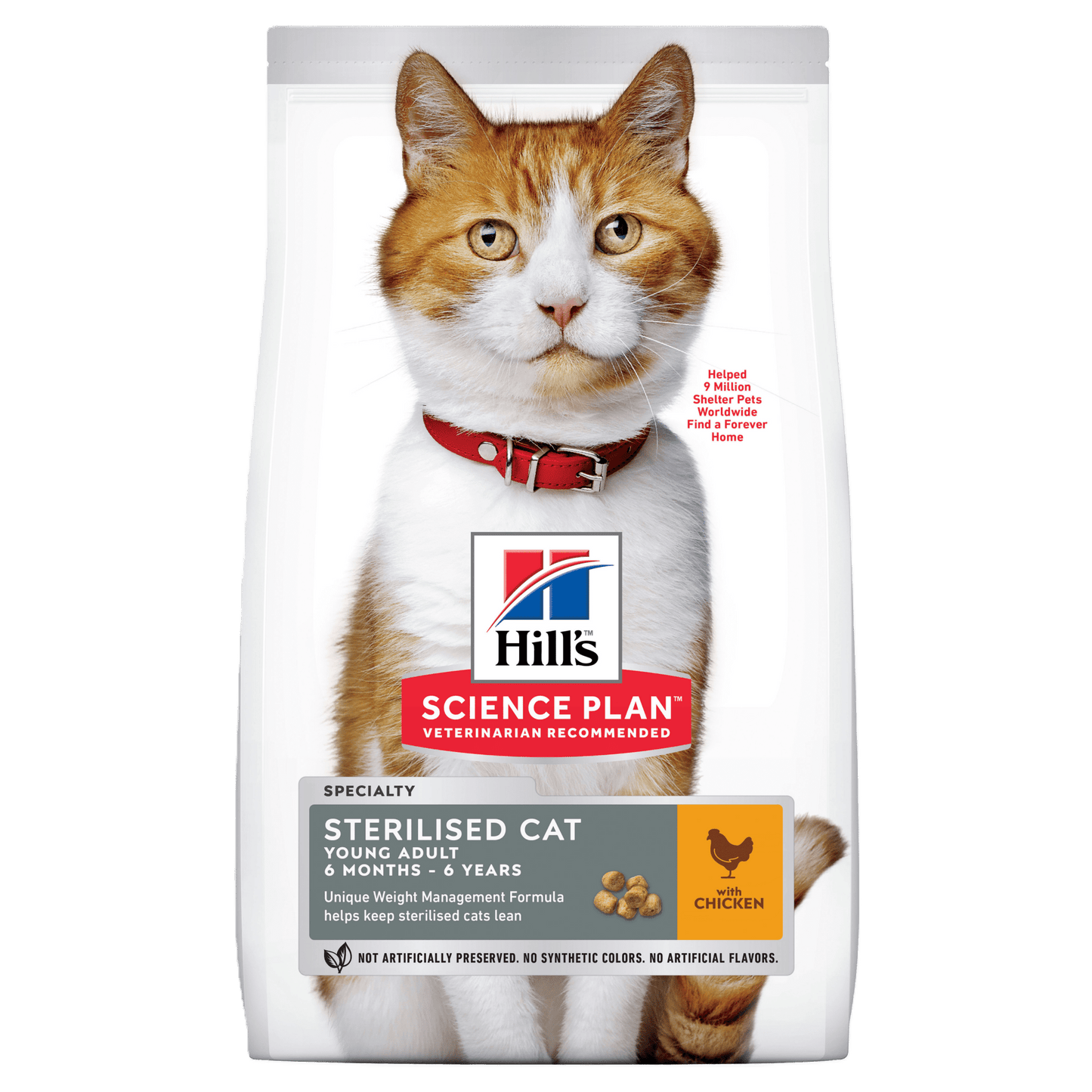 Hill’s Science Plan Adult Sterilised Dry Cat Food Chicken front pack for sterilised cats aged 1–6