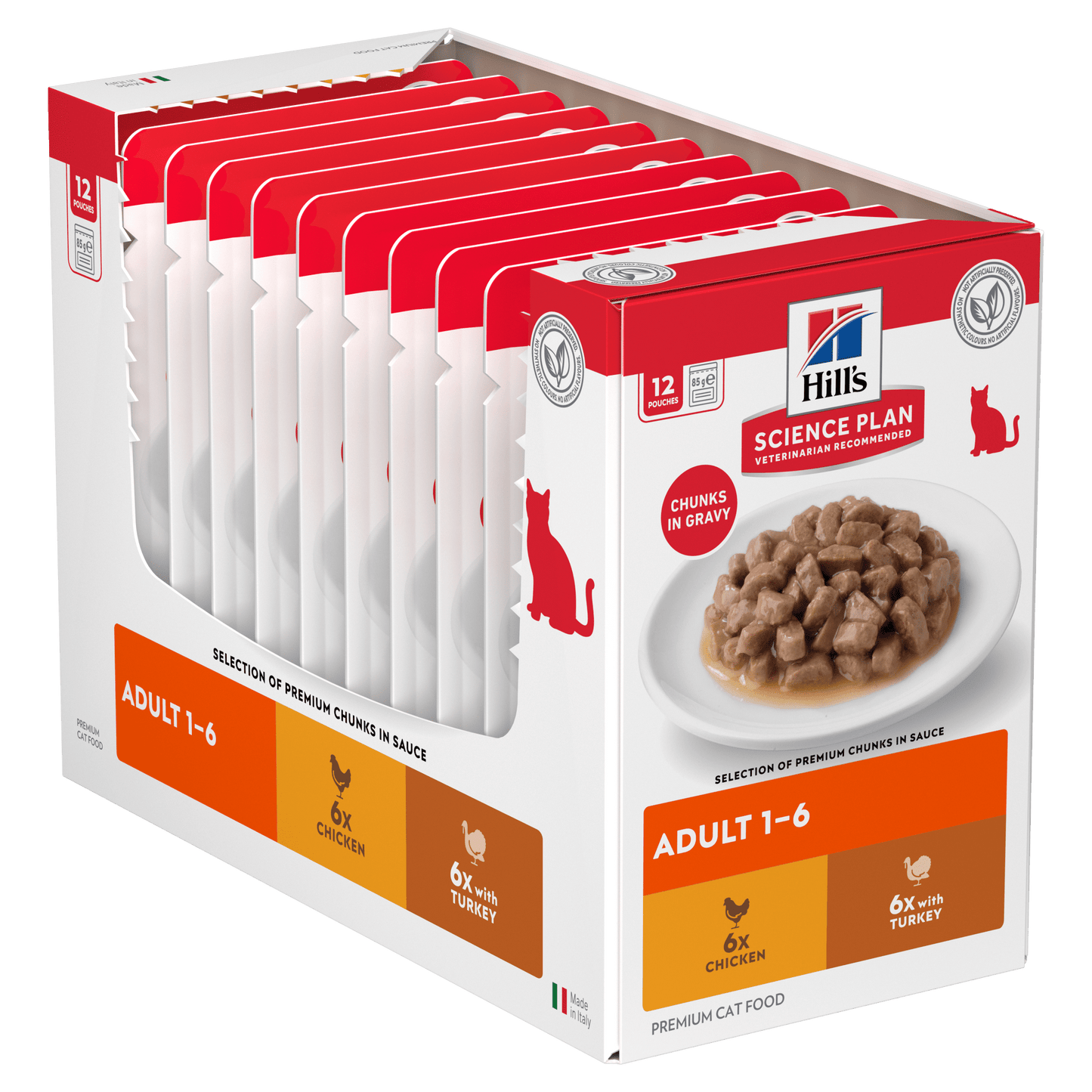 Hill’s Science Plan Adult Wet Cat Food Chicken & Turkey Multipack 12 × 85g box with pouches