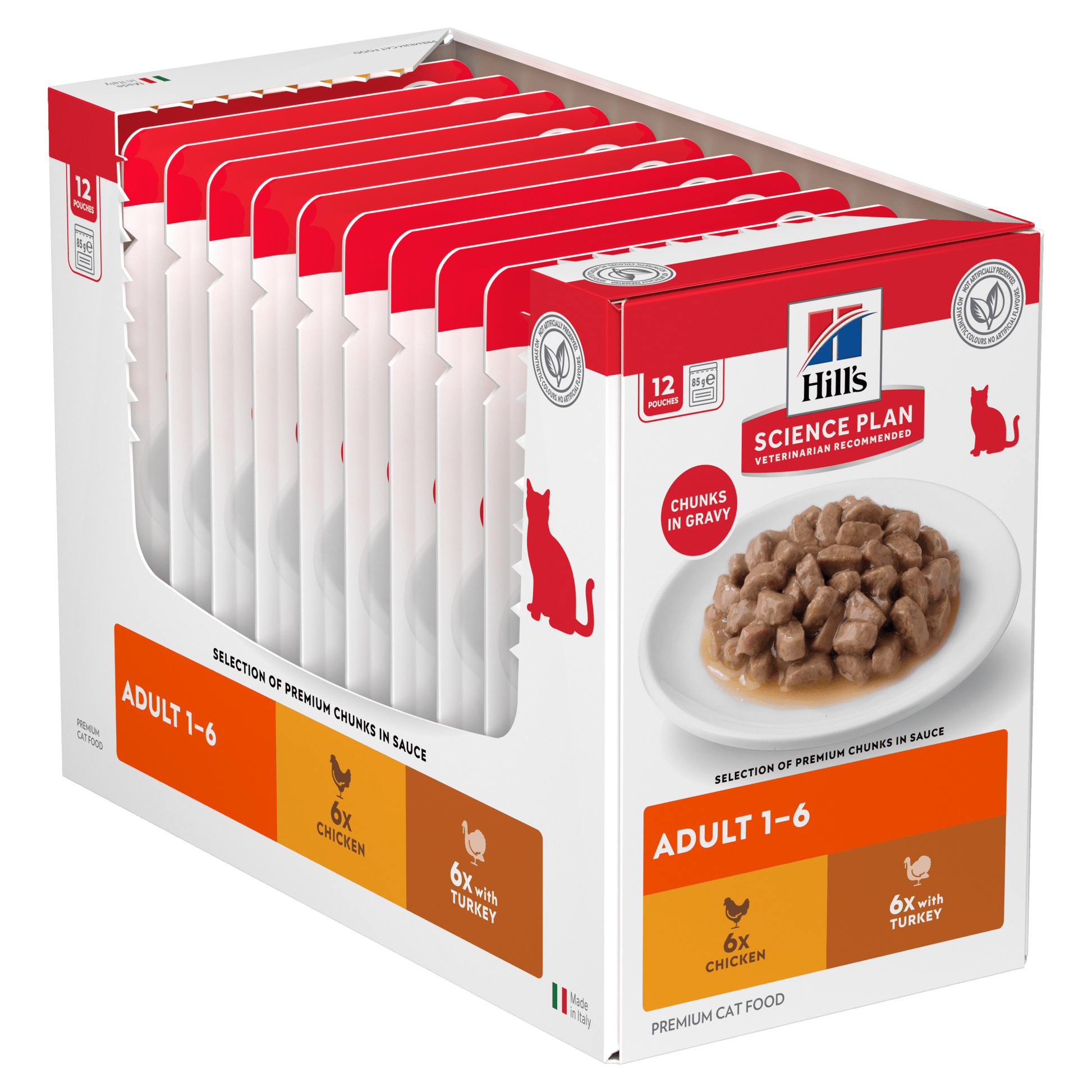 Hill’s Science Plan Adult Wet Cat Food Chicken & Turkey Multipack 12 × 85g box with pouches