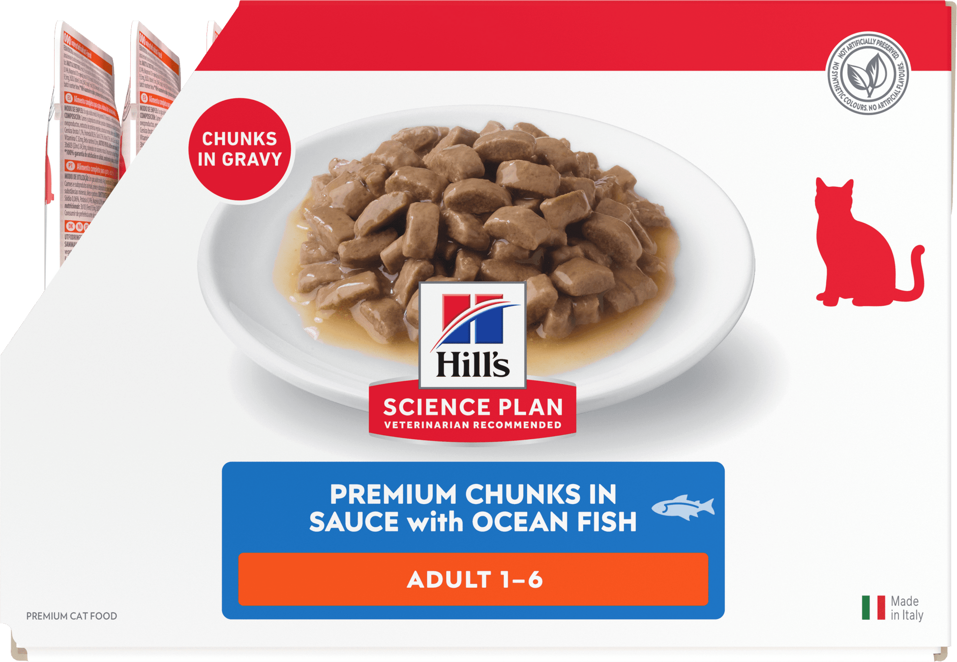 Side of Hill’s Science Plan Adult Wet Cat Food Ocean Fish 12 × 85g box