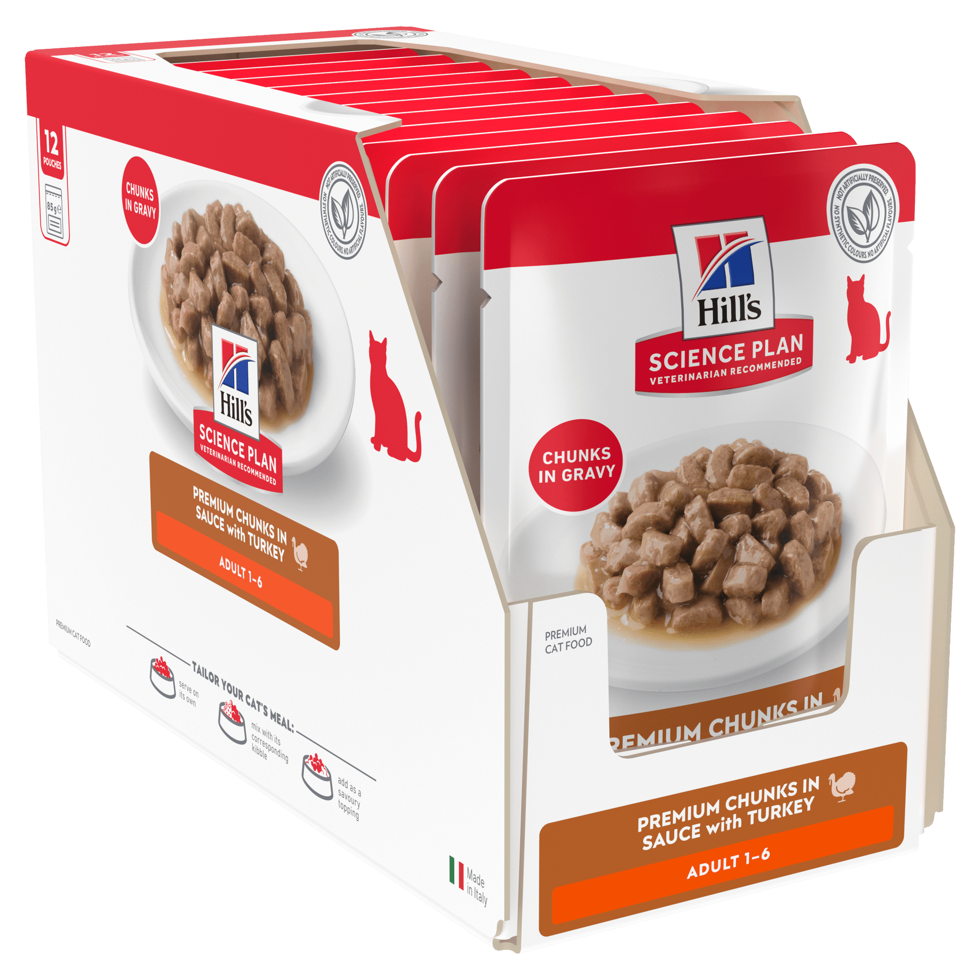 Hill’s Science Plan Adult Wet Cat Food Turkey 12 × 85g box with pouches