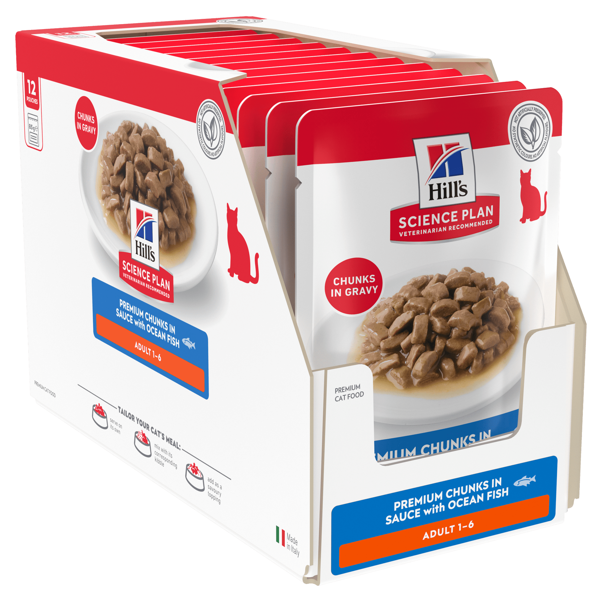 Hill’s Science Plan Adult Wet Cat Food Ocean Fish 12 × 85g box with pouches