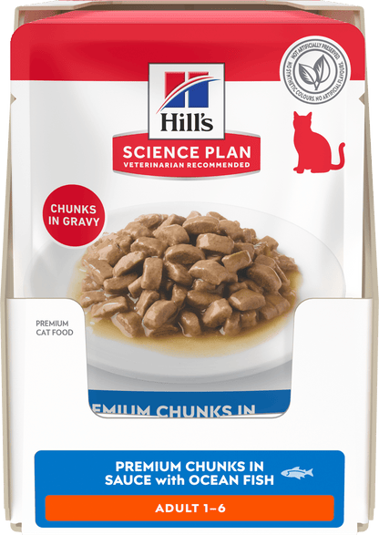 Hill’s Science Plan Adult Wet Cat Food Ocean Fish 12 × 85g box front