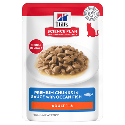 Hill’s Science Plan Adult Wet Cat Food Ocean Fish 85g pouch front