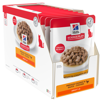 Hill’s Science Plan Adult Wet Cat Food Chicken 12 × 85g box with pouches