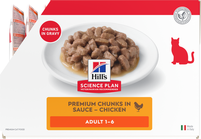 Side of Hill’s Science Plan Adult Wet Cat Food Chicken 12 × 85g box