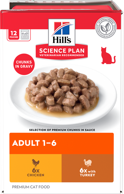 Hill’s Science Plan Adult Wet Cat Food Chicken & Turkey Multipack 12 × 85g box front