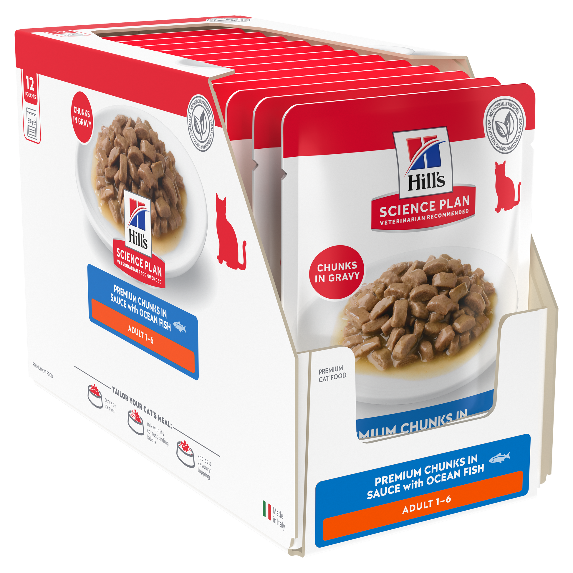Hill’s Science Plan Adult Wet Cat Food Ocean Fish 12 × 85g box with pouches