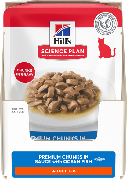 Hill’s Science Plan Adult Wet Cat Food Ocean Fish 12 × 85g box front