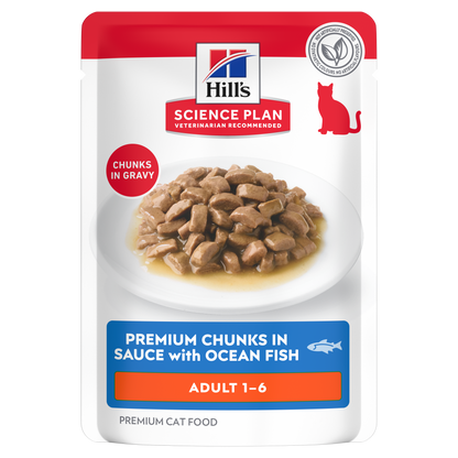 Hill’s Science Plan Adult Wet Cat Food Ocean Fish 85g pouch front