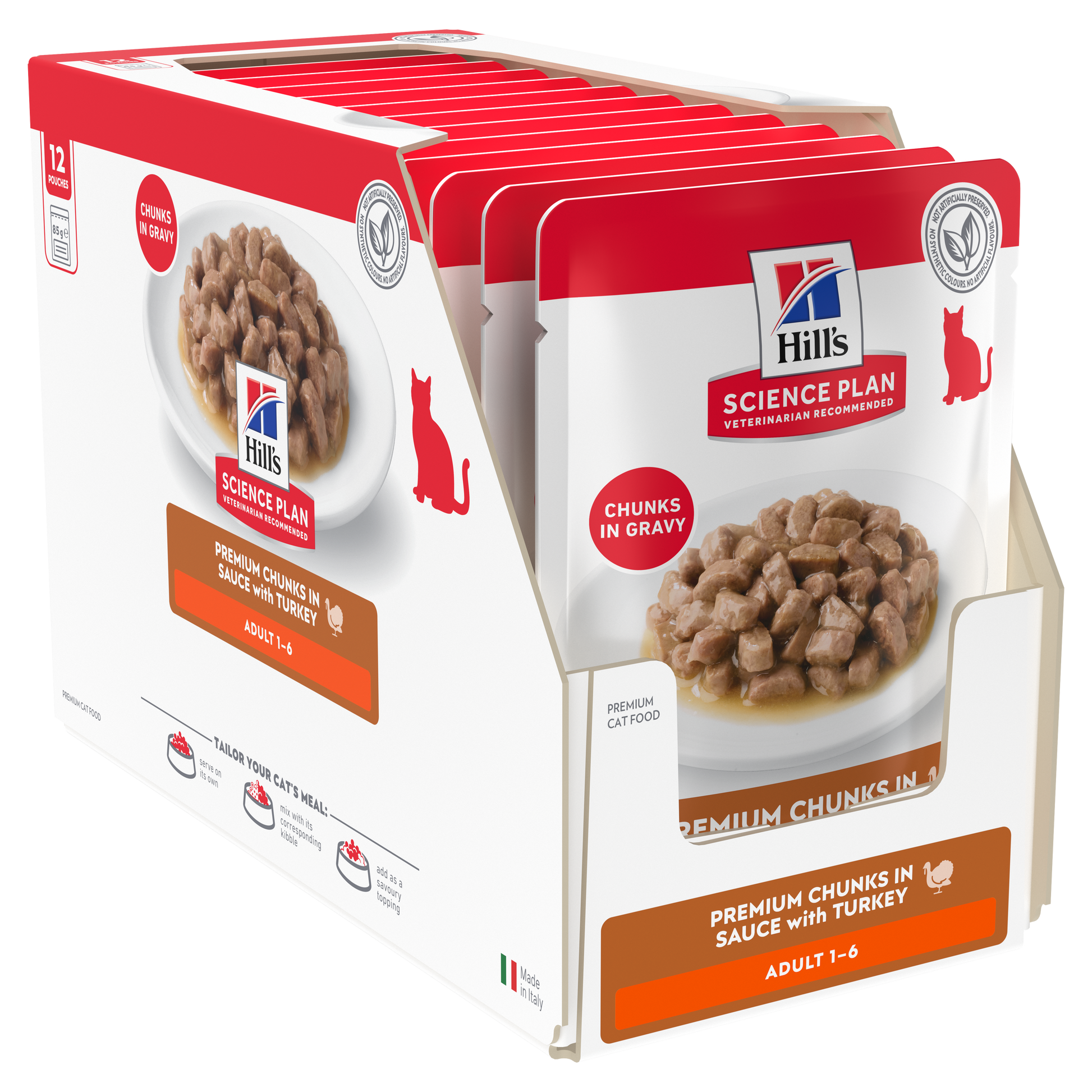 Hill’s Science Plan Adult Wet Cat Food Turkey 12 × 85g box with pouches