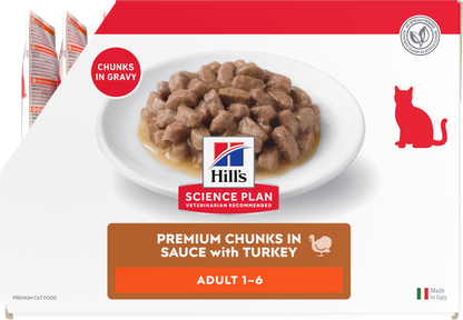 Side of Hill’s Science Plan Adult Wet Cat Food Turkey 12 × 85g box