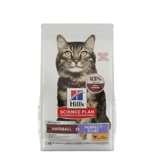 Hill's Science Plan dry cat food bag for hairball & perfect coat, chicken flavor