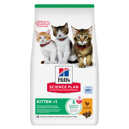 Hill’s Science Plan Kitten Dry Cat Food Chicken front pack for kittens up to 1 year old