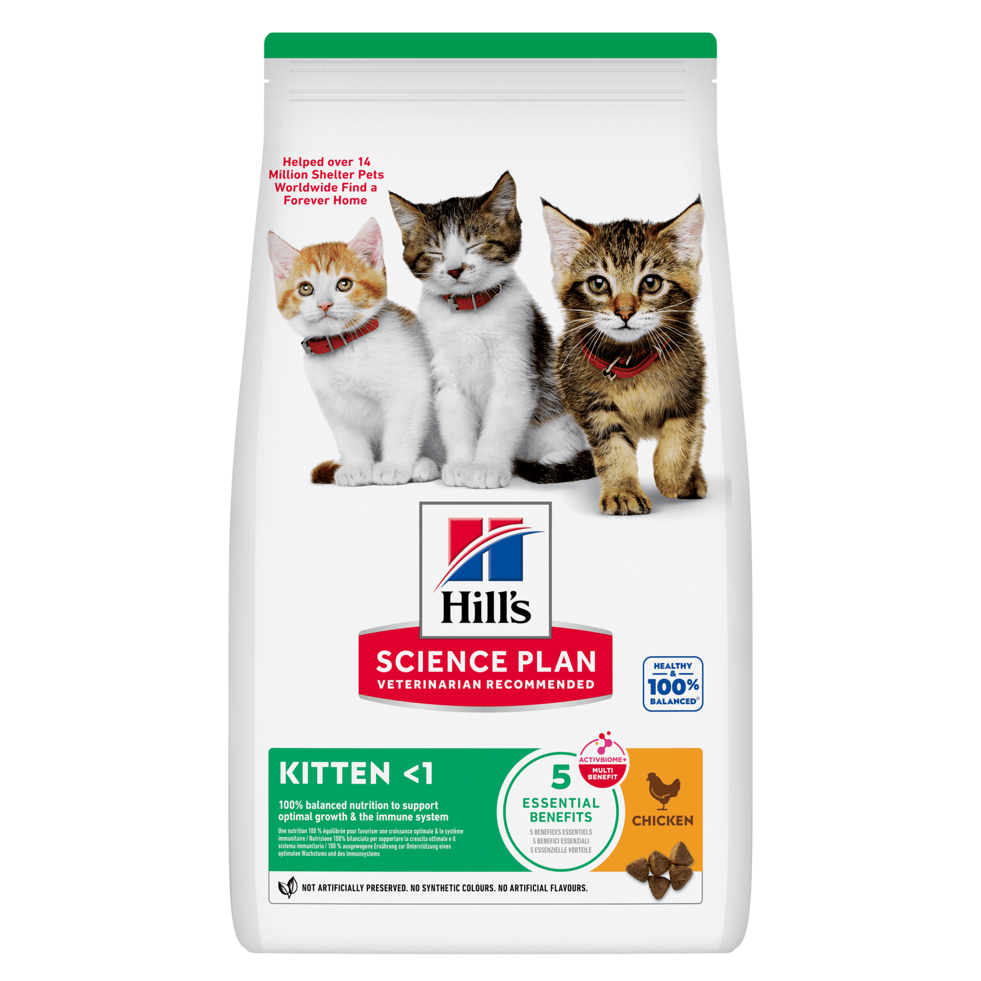 Hill’s Science Plan Kitten Dry Cat Food Chicken front pack for kittens up to 1 year old